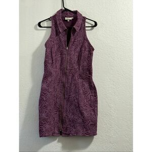 Milk It Art Deco Purple Paisley Full Zipper Midi Dress Sz 14 Sleeveless